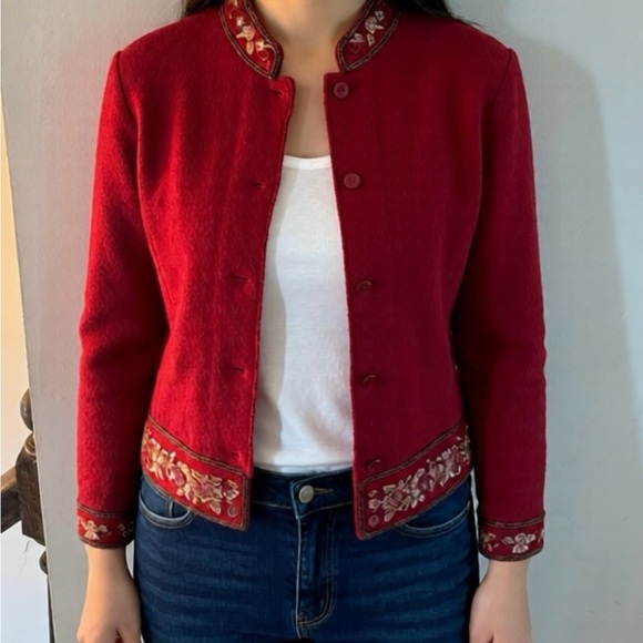 Talbots Red Embroidered Women's Blazer - Picture 1 of 5